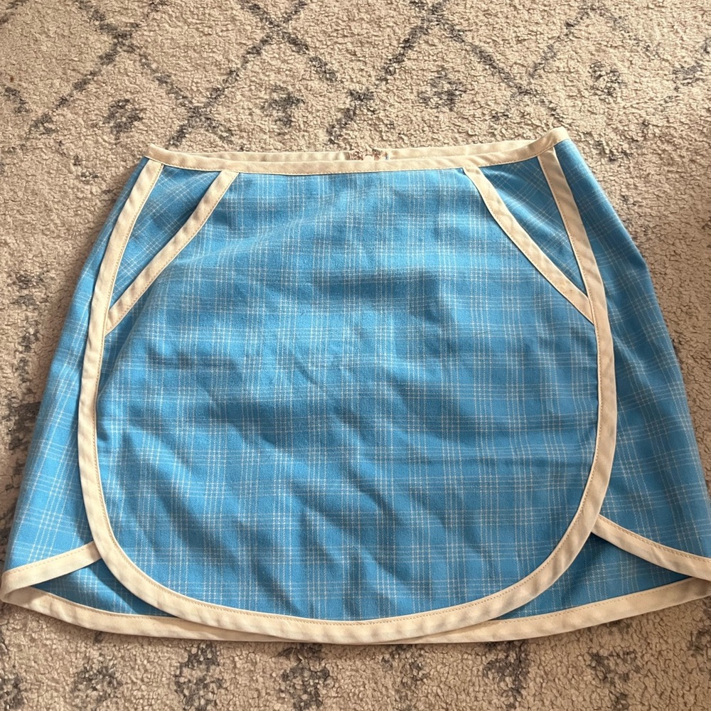 Urban Outfitters Blue Plaid Zip Up Skirt
